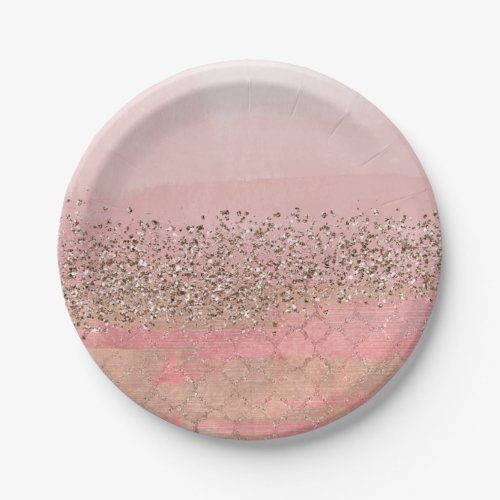 Pink Blush Glitter Moroccan Indian Princess Party Paper Plates