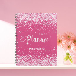 Pink blush glitter name appointment 2024 planner