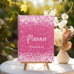 Pink blush glitter name appointment 2026 planner<br><div class="desc">Pink background,  decorated with blush pink faux glitter dust.  Personalize and add a year and name.  White letters.</div>