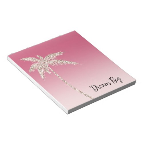 Pink Blush Glitter Palm Trees Ombre Notepad