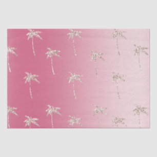 Pink Blush Glitter Palm Trees Ombre Tissue Paper
