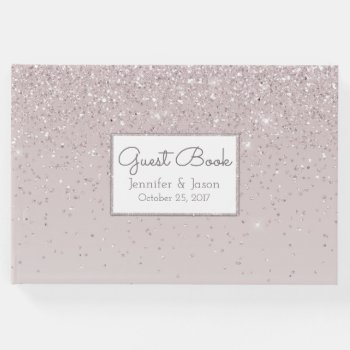 Pink Blush Glittery Wedding Guest Book by Myweddingday at Zazzle