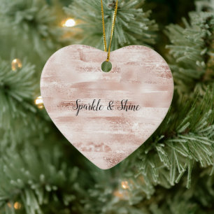 Pink Blush Glitzy Glitter Sparkle Ceramic Ornament