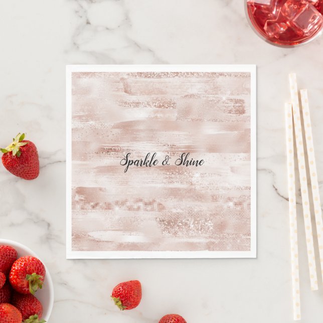 Pink Blush Glitzy Glitter Sparkle     Napkins (Insitu)
