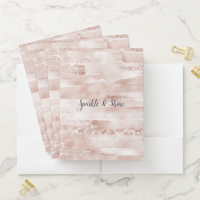 Pink Blush Glitzy Glitter Sparkle      Pocket Folder (In Situ)