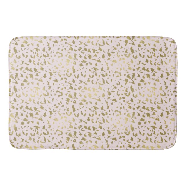 Pink Blush Gold Animal Print Bathroom Mat (Front)