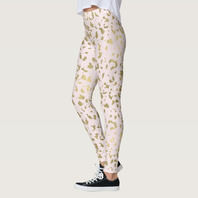 Pink Blush Gold Animal Print Leggings (Left)