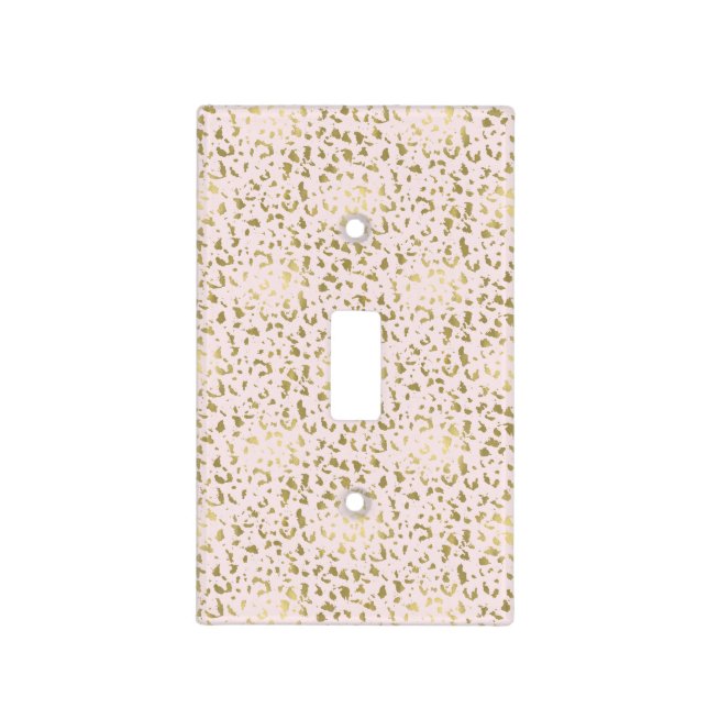 Pink Blush Gold Animal Print Light Switch Cover (Front)