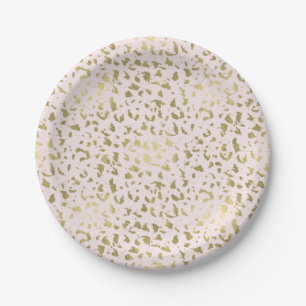 Pink Blush Gold Animal Print Paper Plates