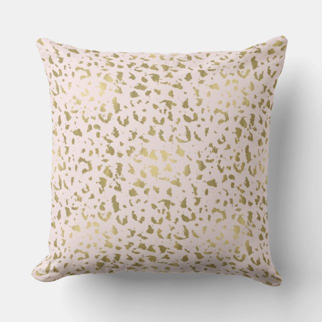 Pink Blush Gold Animal Print Throw Pillow (Front)