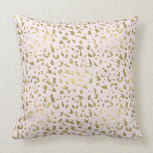 Pink Blush Gold Animal Print Throw Pillow