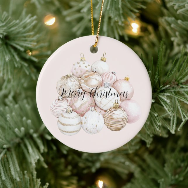 Pink Blush Gold Champagne Ornaments Christmas (Tree)