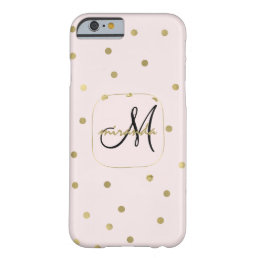 Pink Blush Gold Confetti Monogram with Name Barely There iPhone 6 Case