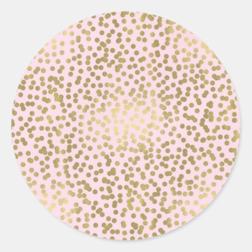 Pink Blush  Gold Dots Confetti Elegant Chic Glam Classic Round Sticker