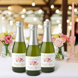 Pink Blush Gold Floral Bridal Shower Mini Sparkling Wine Label at Zazzle