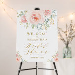 Pink Blush Gold Flower Bridal Shower Welcome Foam Board<br><div class="desc">This feminine design features gorgeous watercolor blush pink roses with gold leaf accents</div>