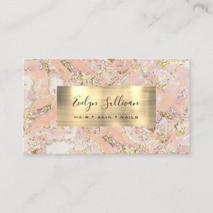 Pink Blush Gold Fluid Marble Business Card