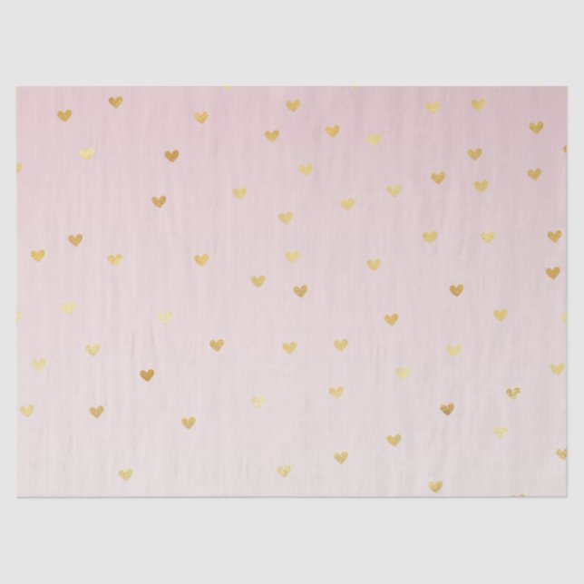 Pink Blush Gold Glam Hearts Wedding Tissue Paper (Front)
