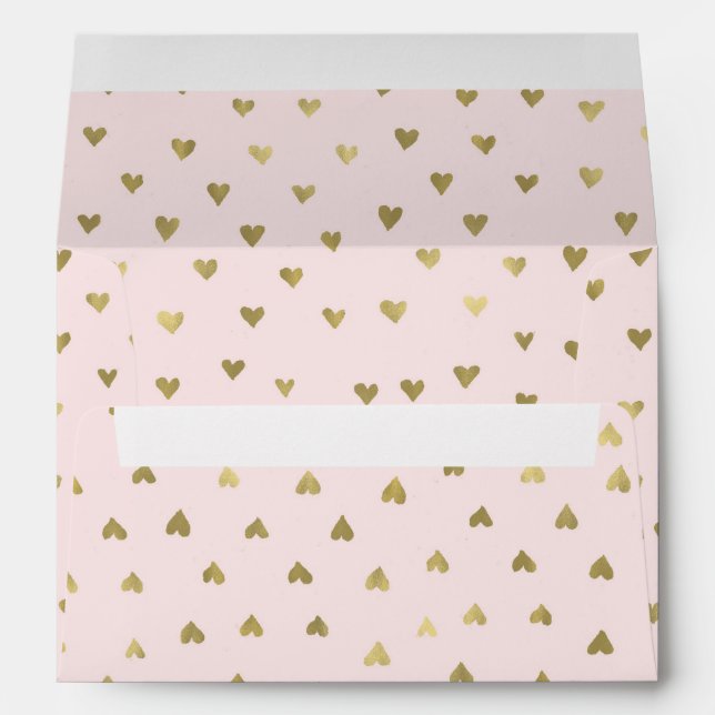 Pink Blush Gold Hearts Envelope (Back (Bottom))