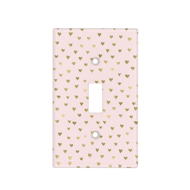 Pink Blush Gold Hearts Light Switch Cover (Front)