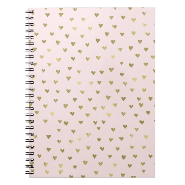 Pink Blush Gold Hearts Notebook (Front)