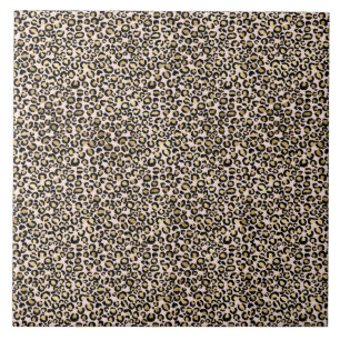 Pink Blush Gold Leopard Print Ceramic Tile