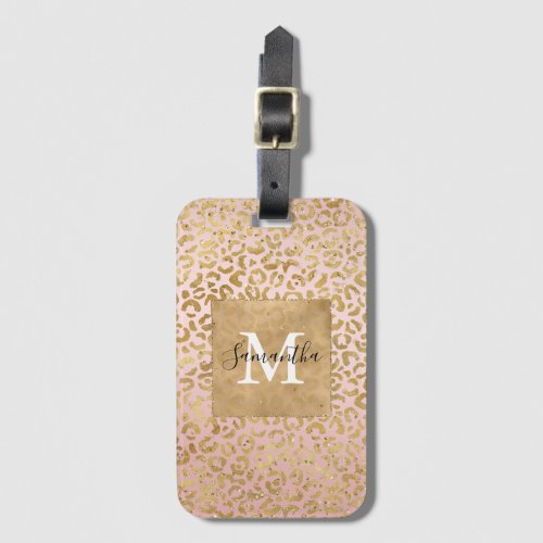 Pink Blush Gold Leopard Print Glitz Sparkle   Luggage Tag