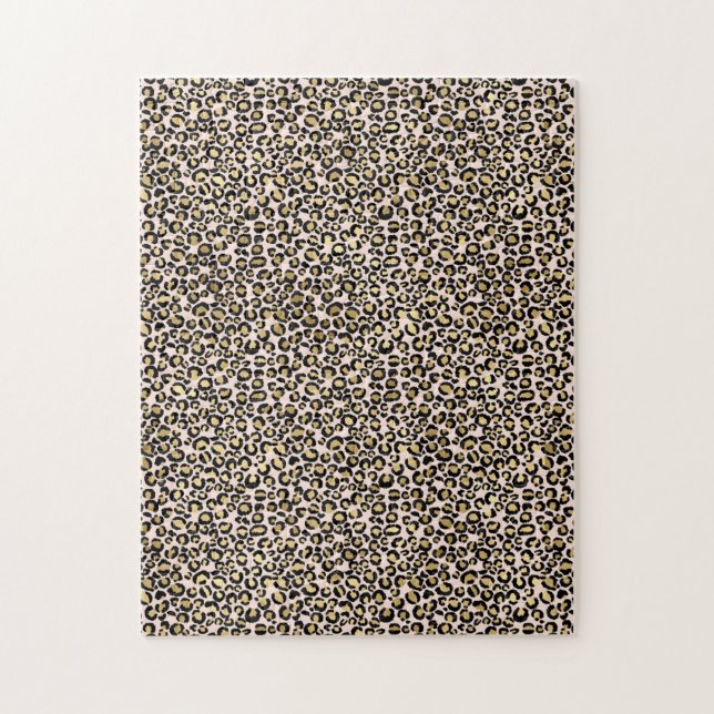 Pink Blush Gold Leopard Print Jigsaw Puzzle (Vertical)