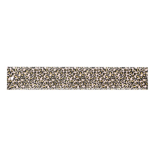 Pink Blush Gold Leopard Print Ruler (Front)