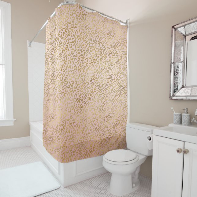 Pink Blush Gold Leopard Print    Shower Curtain (In Situ)