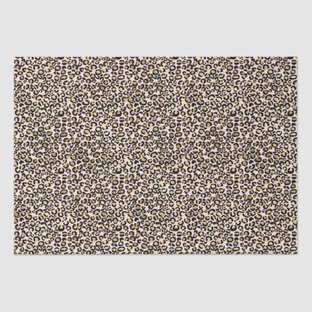 Pink Blush Gold Leopard Print Tissue Paper (Front)