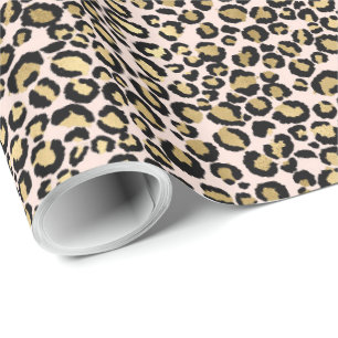 Pink Blush Gold Leopard Print Wrapping Paper