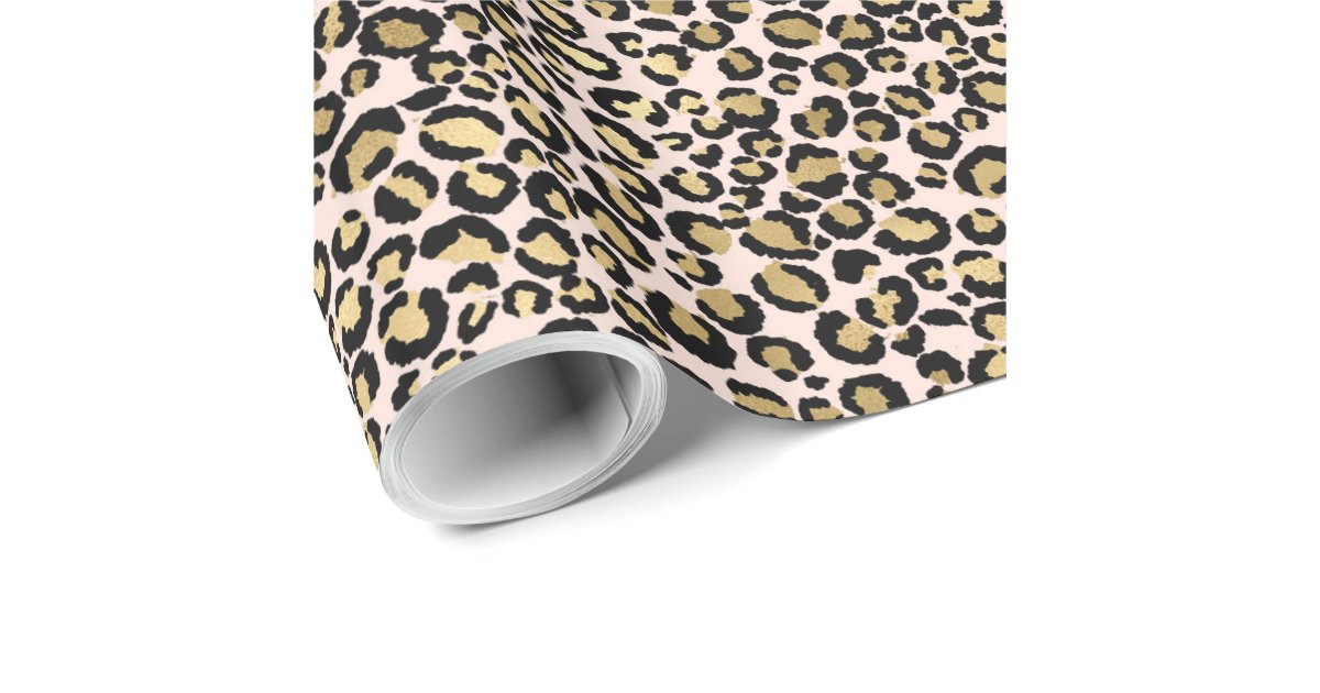 Pink Blush Gold Leopard Print Wrapping Paper | Zazzle
