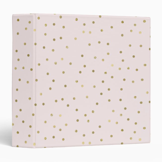 Pink Blush Gold Sparkle Confetti 3 Ring Binder (Front/Spine)