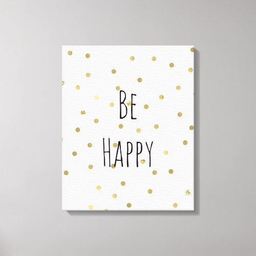 Pink Blush Gold Sparkle Confetti Be Happy Canvas Print