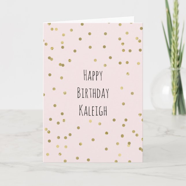 Pink Blush Gold Sparkle Confetti Birthday Card (Front)