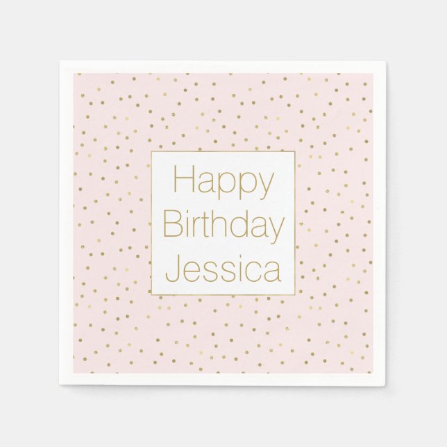 Pink Blush Gold Sparkle Confetti Birthday Napkins (Front)