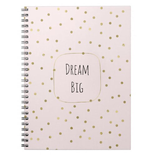 Pink Blush Gold Sparkle Confetti Inspirational Notebook