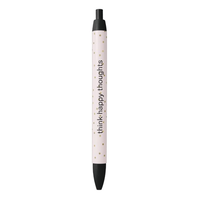 Pink Blush Gold Sparkle Confetti Inspirational Pen (Front Vertical)