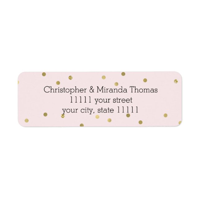 Pink Blush Gold Sparkle Confetti Personalized Label (Front)