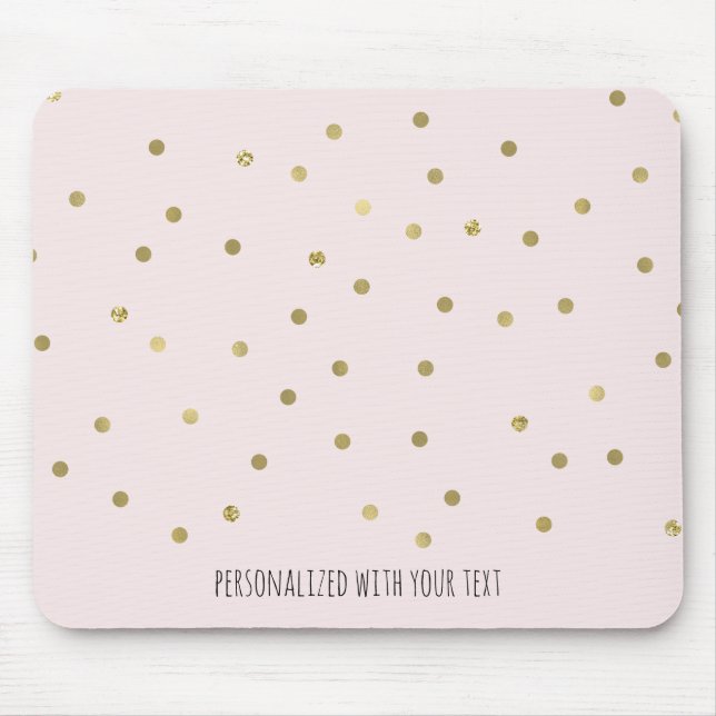 Pink Blush Gold Sparkle Confetti Personalized Mouse Pad (Front)