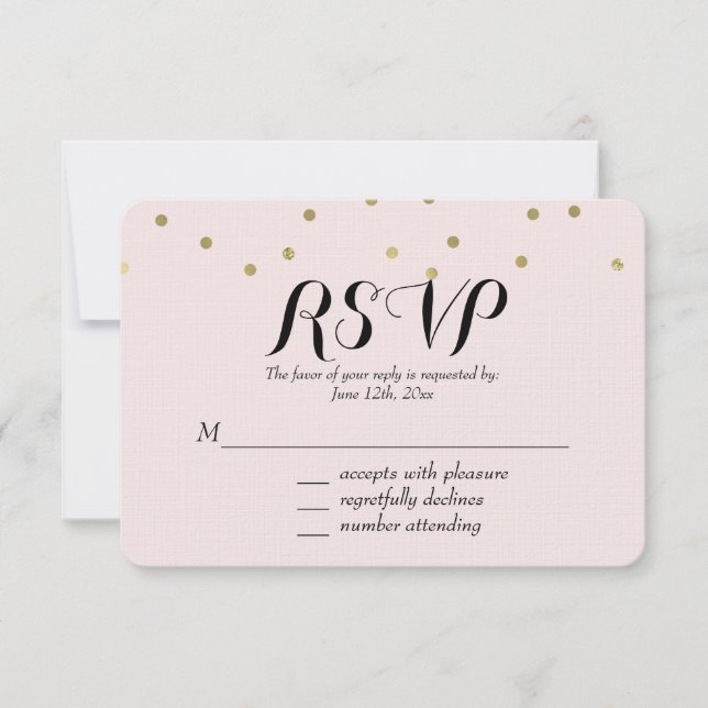 Pink Blush Gold Sparkle Confetti RSVP (Front)