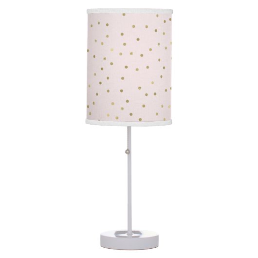 Pink Blush Gold Sparkle Confetti Table Lamp (Front)