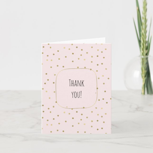 Pink Blush Gold Sparkle Confetti thank you (Front)