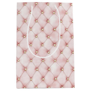 Pink Blush Gold Tufts Birthday Medium Gift Bag