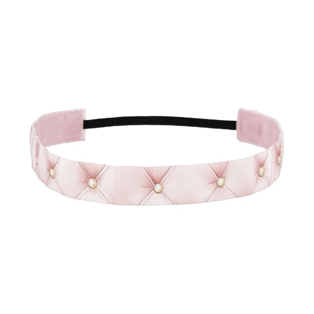 Pink Blush Gold Tufts Bridal Shower Athletic Headband (Front)