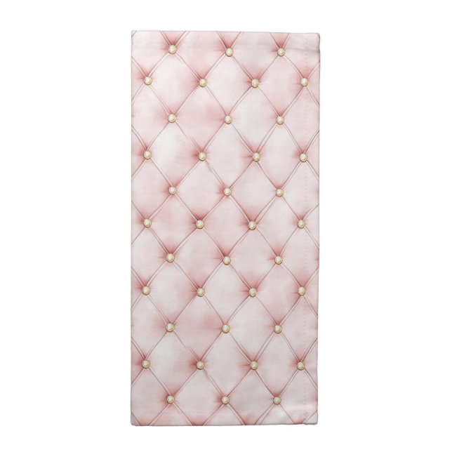 Pink Blush Gold Tufts Bridal Shower Cloth Napkin (Half Fold)
