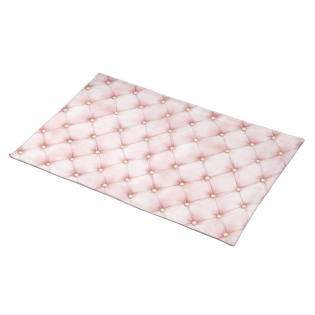 Pink Blush Gold Tufts Bridal Shower Cloth Placemat (On Table)