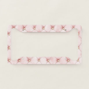 Pink Blush Gold Tufts Bridal Shower License Plate Frame