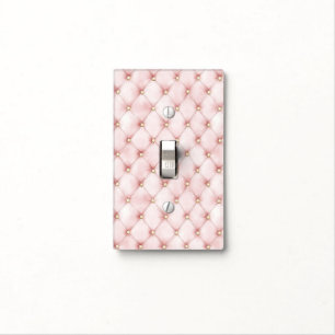 Pink Blush Gold Tufts Bridal Shower Light Switch Cover